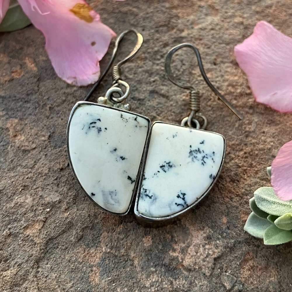 Dendritic Agate Sterling Silver Earrings